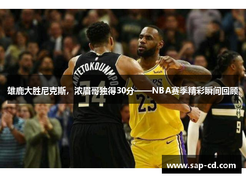 雄鹿大胜尼克斯，浓眉哥独得30分——NBA赛季精彩瞬间回顾